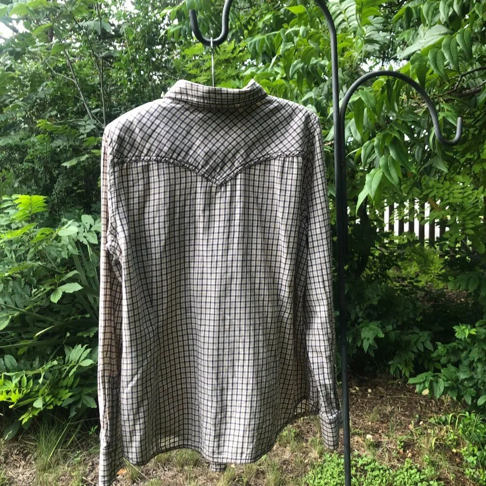 Old Navy Brown Plaid Western Shirt, Size XL